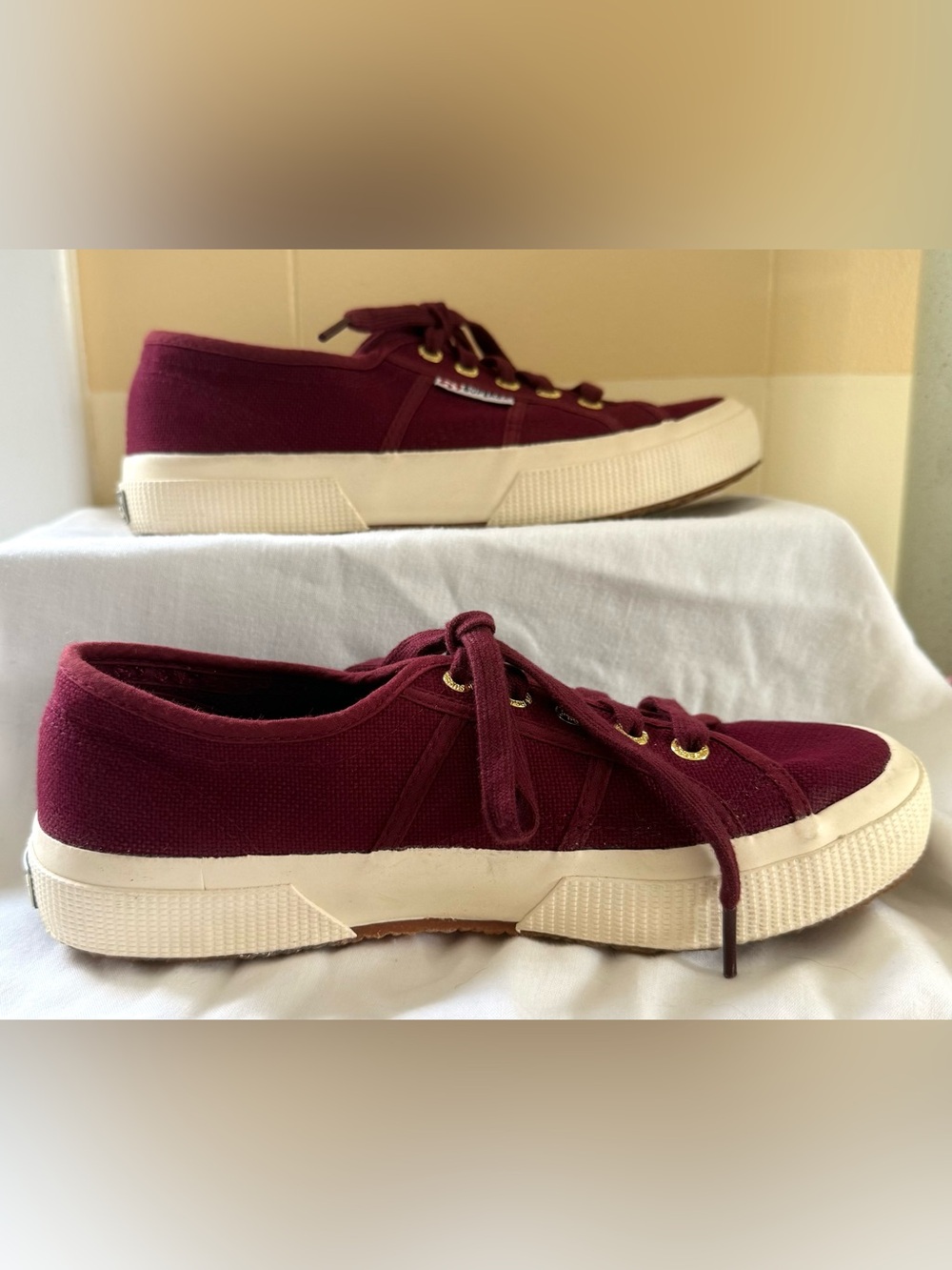 Superga 2750 Cotu Classic Low Top Lace Up Burgundy Sneakers - Picture 6 of 8